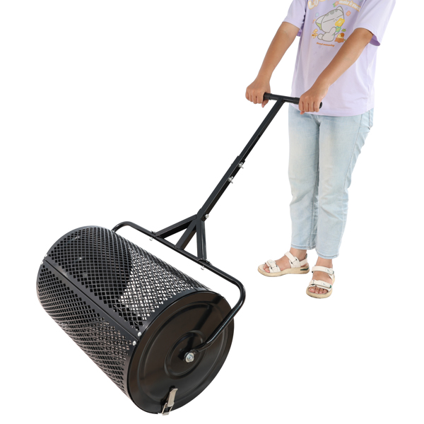 Compost Spreader Peat Moss Spreader with Upgrade T Shaped Handle for Planting Seeding Durable Lightweight Metal Mesh Spreader for Lawn Garden Care Manure Spreaders (Black) 