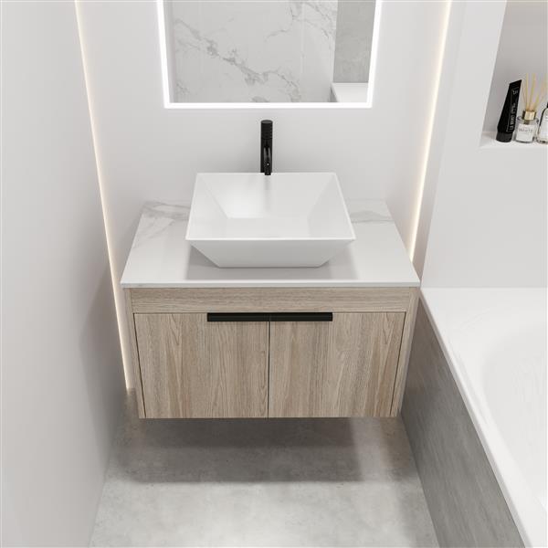 30 " Modern Design Float Bathroom Vanity With Ceramic Basin Set,  Wall Mounted White Vanity  With Soft Close Door,-Packing,-Packing,2 Pieces Parcel