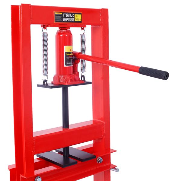 Hydraulic 6 Ton H-Frame Garage Floor Adjustable Shop Press with Plates, 6T,red