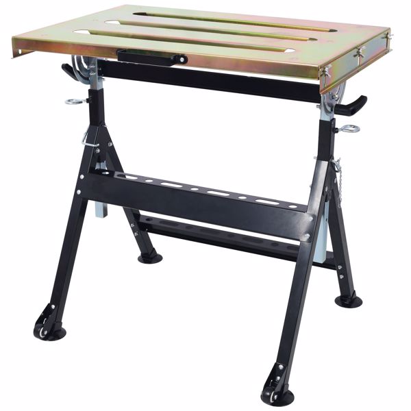 Welding Table 30"x20", 400lbs Load Capacity Steel Welding Workbench Table on Wheels, Folding Work Bench with Three Slot, , Adjustable Angle & Height 