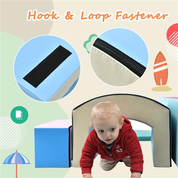 Soft Foam Playset for Toddlers, Safe Single-Tunnel Foam Climber for Kids, Lightweight Indoor Active Play Structure with Slide Stairs and Ramp for Beginner Toddler Climb and Crawl