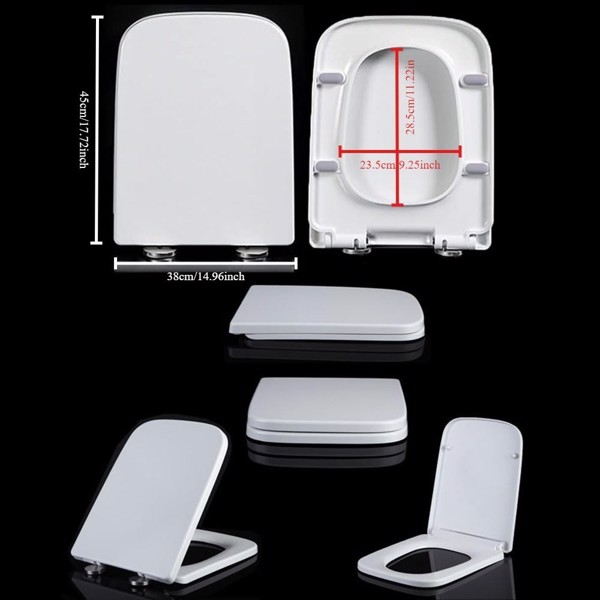 1pc white silent closed PP toilet lid, durable bathroom toilet lid, thickened design, easy to install household plastic seat ring