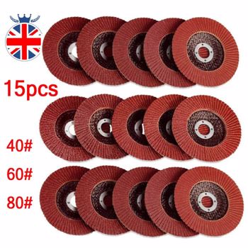 15pcs FLAP GRINDING SANDING DISCS 115mm 4.5\\" 40 60 80 GRIT ANGLE WHEEL DISCS