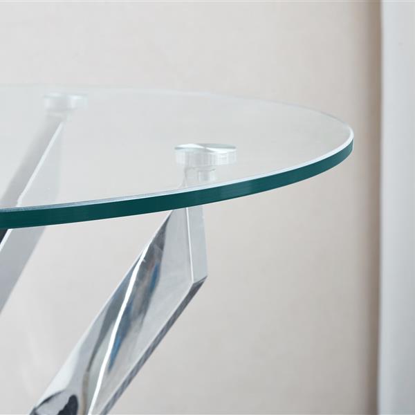 Modern Round Tempered Glass Coffee Table with Chrome Legs