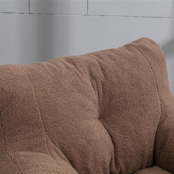 010-Soft Teddy Fabric Tufted Foam Bean Bag Chair With Teddy Fabric Coffee