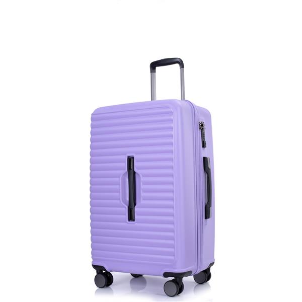 3 Piece Luggage Sets PC+ABS Lightweight Suitcase with Two Hooks, 360° Double Spinner Wheels, TSA Lock, (21/25/29) Light Purple