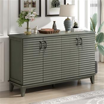 Sideboard with 4 Door Large Storage Buffet with Adjustable Shelves and Metal Handles for Kitchen, Living Room, Dining Room (Antique Gray)