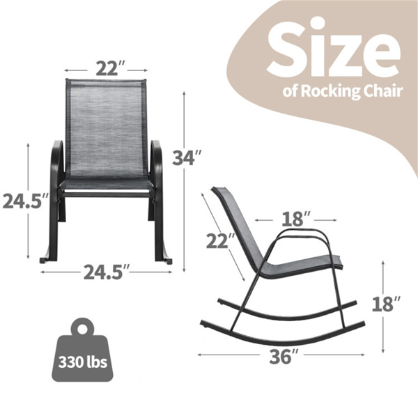 2 PCS Metal Patio Rocking Chair