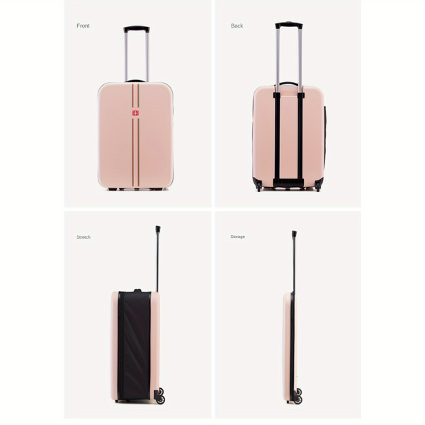 The New Folding Trolley Box, Travel Business Light Foldable Suitcase, Folding Portable Suitcase, Strong and Durable Suitcase, 24 Inch Large Capacity Suitcase, 24in pink
