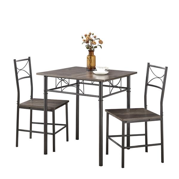 3-Piece Kitchen Dining Room Table Set Grey Chair