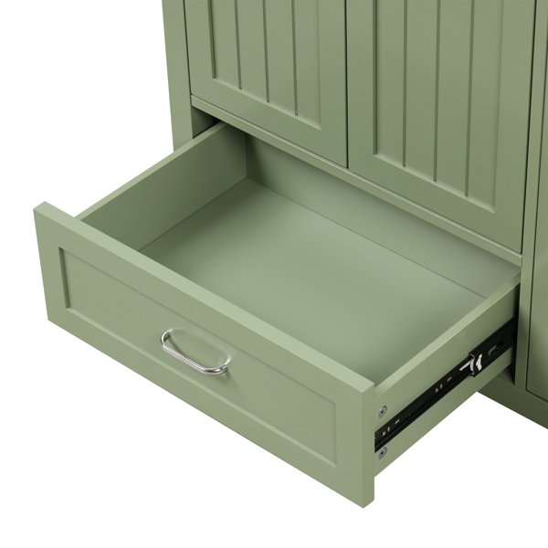 36" Bathroom Vanity with Sink, One Cabinet with Two doors and One Big Drawer and One Flip Drawer, Solid Wood and MDF Board, Green 