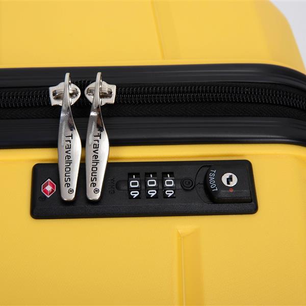 Hardshell Suitcase Spinner Wheels PP Luggage Sets Lightweight Durable Suitcase with TSA Lock,3-Piece Set (20/24/28) ,Yellow