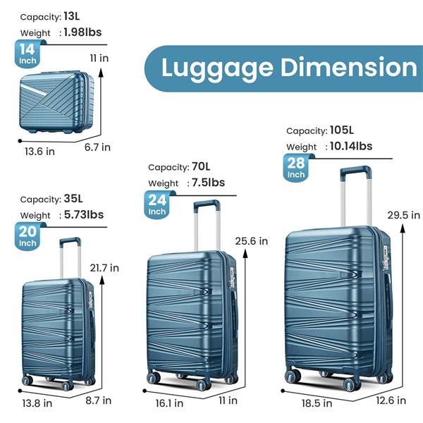 Luggage 4 Piece Sets(14/20/24/28), Hard Shell Lightweight TSA Lock Carry on Expandable Suitcase with Spinner Wheels Travel Set for Men Women