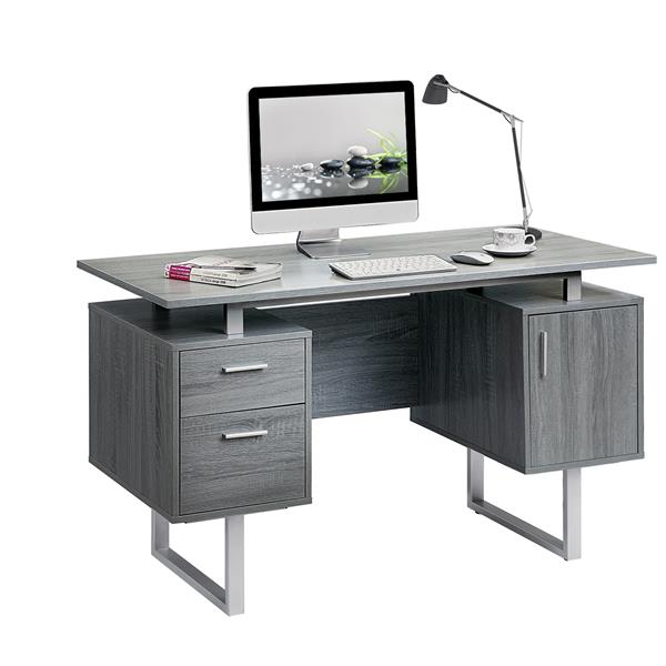 Modern Office Desk with Storage, Grey