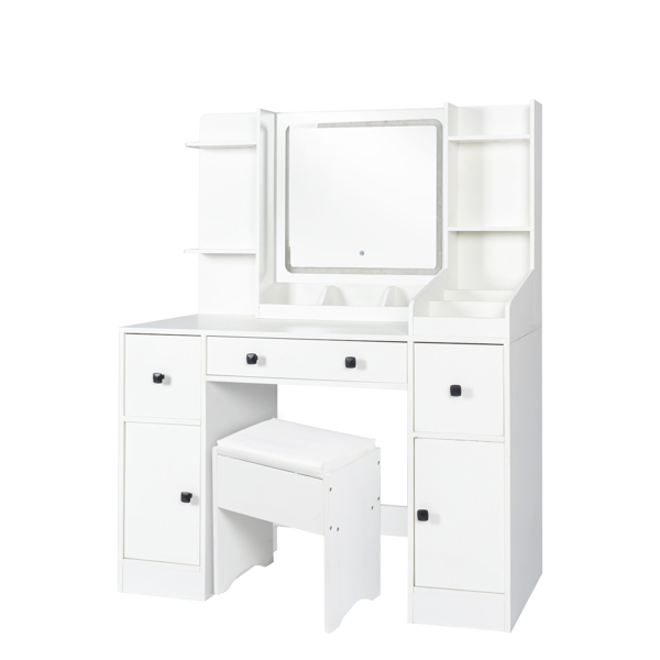 Vanity Desk with Mirror and Lights Makeup Desk with Drawers and Cabinet Vanity Table with Led Light Big Makeup Table 