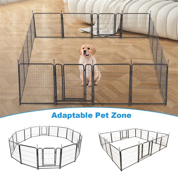 16 Panels Dog Playpen for outdoor,yard,camping,24"Height dog fence with 2 doors.