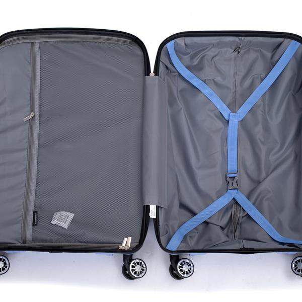 Hardshell Suitcase Spinner Wheels PP Luggage Sets Lightweight Durable Suitcase with TSA Lock,3-Piece Set (20/24/28) ,Purplish Blue