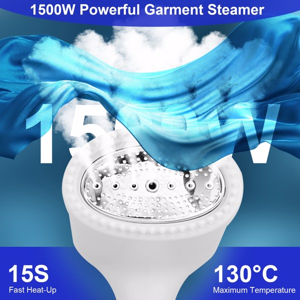 Powerful Handheld Fabric Steamer -150W Garment Steamer Portable Handheld Fabric Steamer with Lint Brush Removable 350ML Water Tank Wet Dry Ironing for Home Travel Office - White