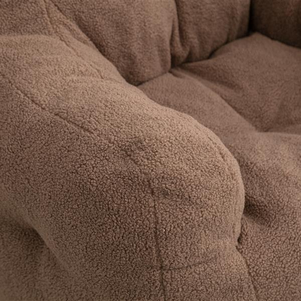 010-Soft Teddy Fabric Tufted Foam Bean Bag Chair With Teddy Fabric Coffee