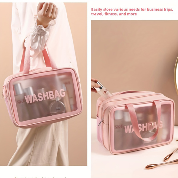 Fashionable Travel Makeup Bag With PVC Lining, Letter Design Handbag Perfect For Gym, Business, Or Travel