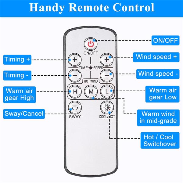 26-inch Space Heater Bladeless Tower Fan, Heater & Coolingn Combo, with Remote Control, for Home Air Conditioner, black