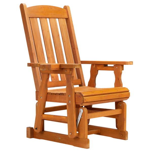 Vertical stripe backrest fir teak color garden glider chair