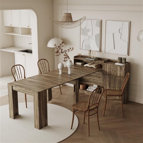 Modern Extendable Dining Table with Storage