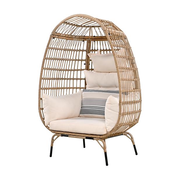 Rope Egg-shaped Chair with Removable Cushion, Suitable for Courtyard, Garden, Balcony.