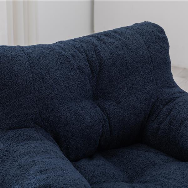 010-Soft Teddy Fabric Tufted Foam Bean Bag Chair With Teddy Fabric Dark Blue