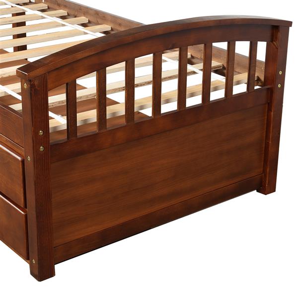 . Twin Size Platform Storage Bed Solid Wood Bed with 6 Drawers