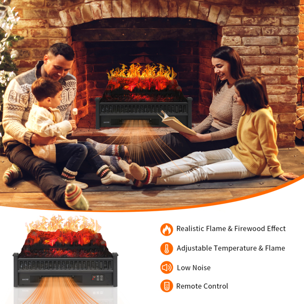  SF413-23A 23 Inch Fake Wood Without Frame Embedded 1400W Single Color / Fake Wood / Heating Wire / With Small Remote Control Black