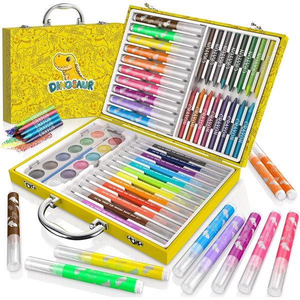  Dinosaur Art Set - Painting, Drawing Art Kit with Washable Markers