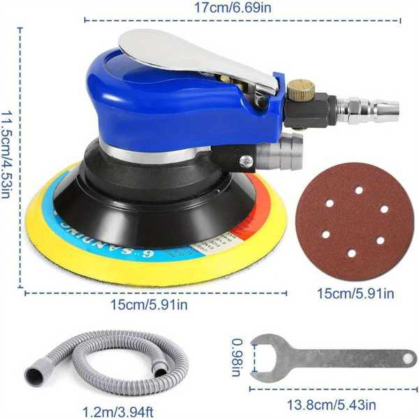 6" 10000-RPM High Rotating Speed Tool for Rust Removal Pneumatic polishing machine, Sanding and Fine Polishing of Iron, Wood, Plastic, Metal, Rubber, Stone, Marble