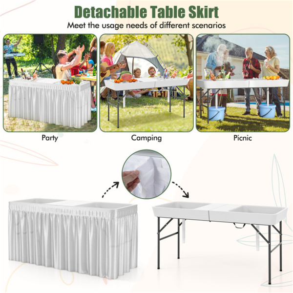 5 FT party picnic table/double sink ice cooling table