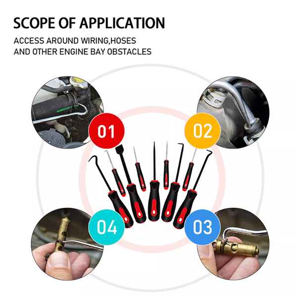 9PCS Profession Scraper Hook And Pick Tool Set O Ring Seal Removal Set&Mini Hook