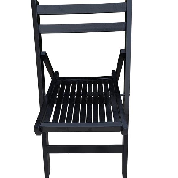 Furniture Slatted Wood Folding Special Event Chair - black, Set of 4, FOLDING CHAIR, FOLDABLE STYLE