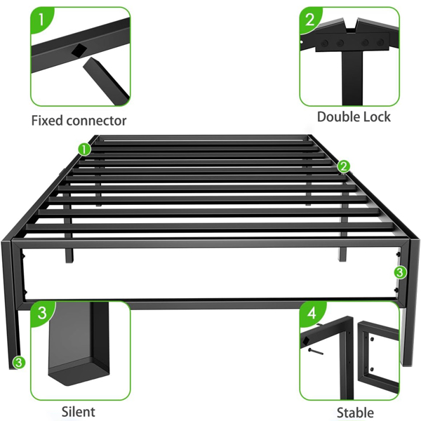 Metal Bed Frame-Simple and Atmospheric  Metal Platform Bed Frame, Storage Space Under The Bed Heavy Duty Frame Bed, Sturdy Twin Size Bed Frame, Suitable for Bedroom