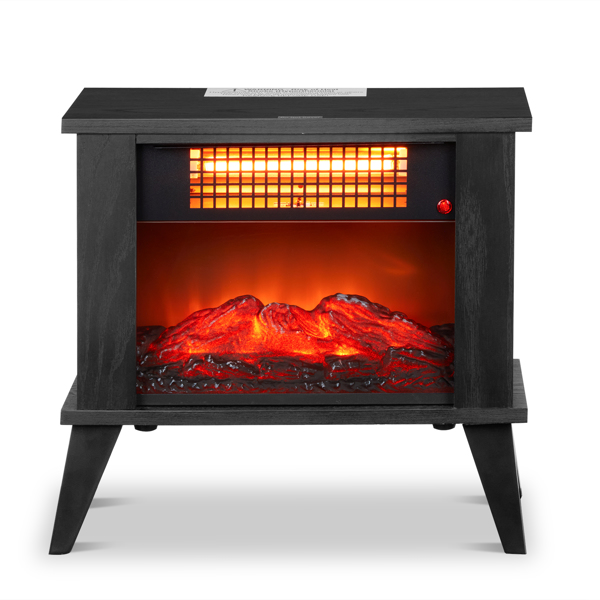 ZOKOP 15" Electric Fireplace Heater, Freestanding Wooden Fireplace Stove with 3D Realistic Flame, Overheat Protection, 1000W Portable Electric Heater for Indoor Bedroom Office Home, Black