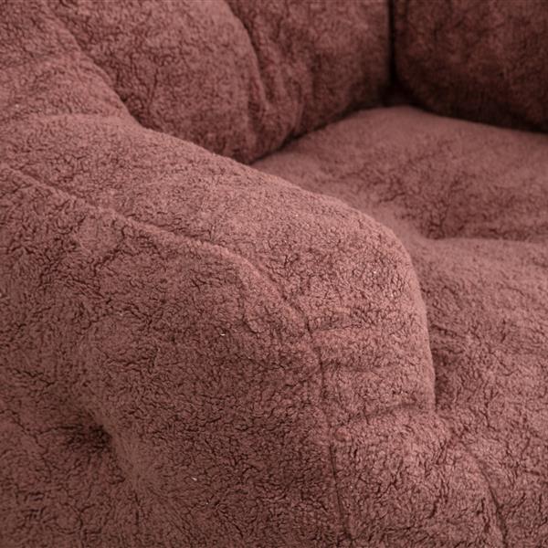 010-Soft Teddy Fabric Tufted Foam Bean Bag Chair With Teddy Fabric Bean Paste Red