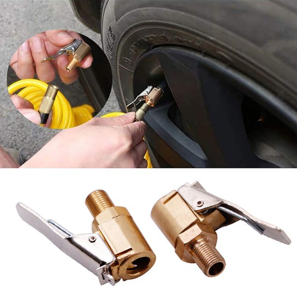 2PCS Brass 8mm Car Tyre Inflator Valve Connector Air Chuck Tire Clip Lock-on NEW