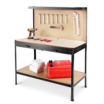 63\\" Tools Cabinet Working Tables Workbench Tool Storage Workshop Table with Drawers and Pegboard