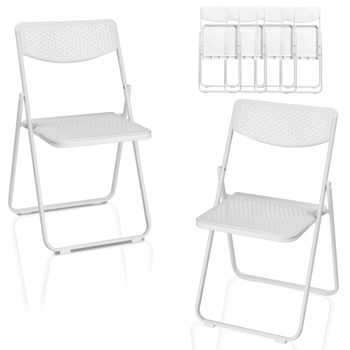 6 Pack Plastic Folding Chairs, Lightweight Stackable Commercial Chairs, Portable Event Seats Indoor Outdoor for Home Event Party Picnic School Wedding, White