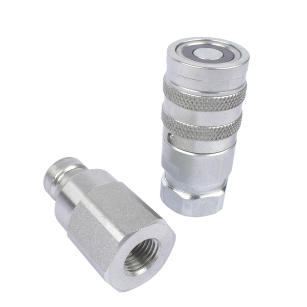 1/4'' NPT Flat Face Hydraulic Quick Connect Disconnect Coupler Set w/Dust Caps 800801000 FFE495-2