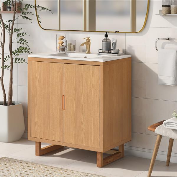 30" Bathroom vanity Set with Sink, Combo Cabinet, Bathroom Storage Cabinet, Solid Wood Frame