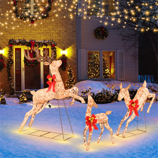 3 Pieces  Lighted Christmas Reindeer Christmas decoration