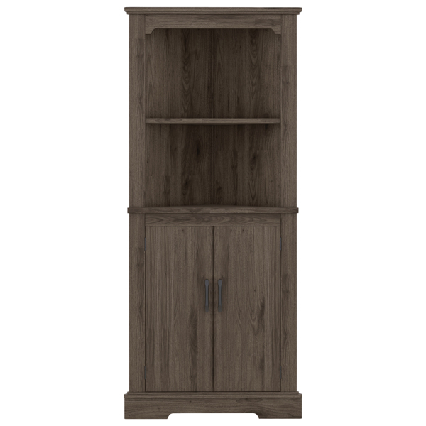 Tall Corner Cabinet with Doors for living room, bathroom,Dining Room or Kitchen,color:Dark walnut 