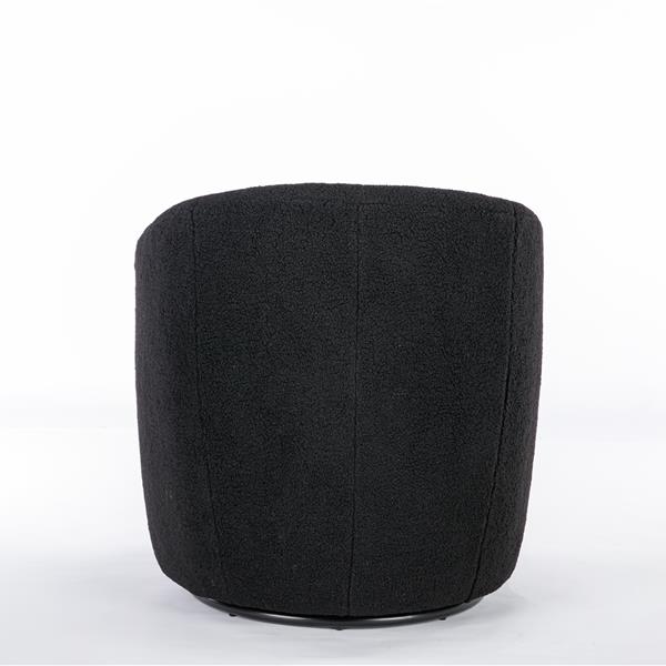 Teddy Fabric Swivel Armchair Barrel Chair With Black Powder Coating Metal Ring,Black