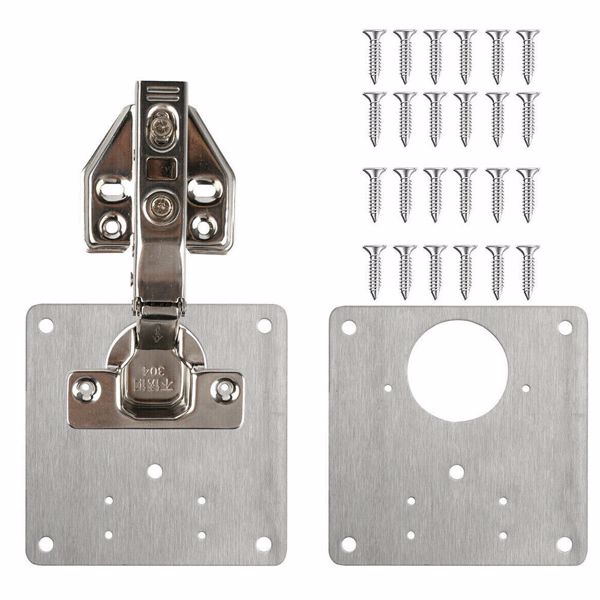 12 Kitchen Cupboard Door Hinge Repair Kit Plate and Fixing Screws Cabinet Hinges