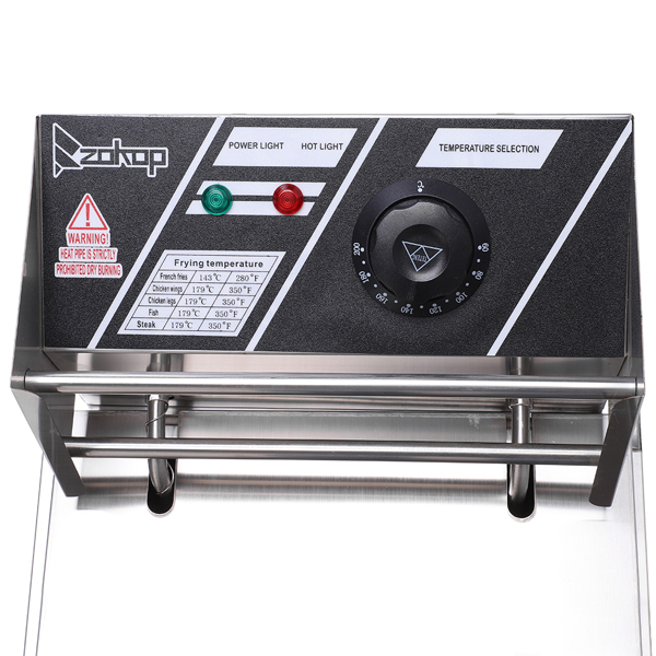 【Old code-56252372】ZOKOP EH81 2500W 220-240V 6.3QT/6L Stainless Steel Single Cylinder Electric Fryer UK Plug 