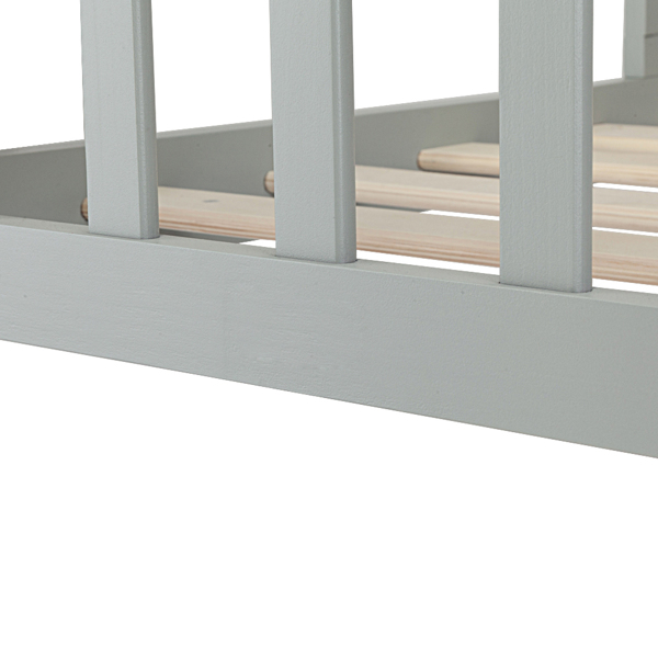 【Old Code:60795047】Wooden Baby Toddler Bed Children Bedroom Furniture with Safety Guardrails Gray